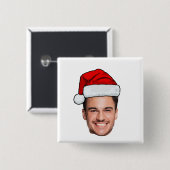Custom Face Photo Santa Claus Hat Christmas Vierkante Button 5,1 Cm (Voorkant /achterkant)