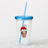 Custom Face Photo Santa Hat Christmas Acryl Drinkbeker (Achterkant)