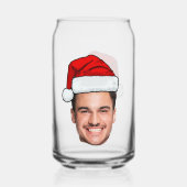 Custom Face Photo Santa Hat Christmas Blikvorm Glas (Voorkant)