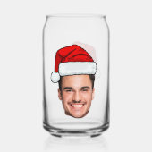 Custom Face Photo Santa Hat Christmas Blikvorm Glas (Achterkant)