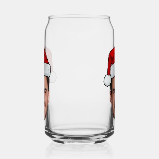 Custom Face Photo Santa Hat Christmas Blikvorm Glas (Links)