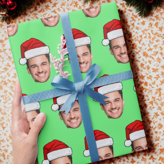Custom Face Photo Santa Hat Christmas Cadeaupapier