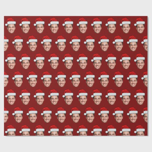 Custom Face Photo Santa Hat Christmas Gift Cadeaupapier (Vlak)