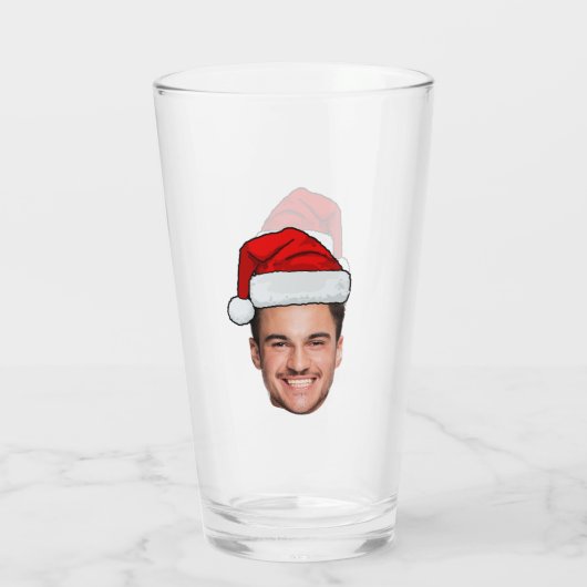 Custom Face Photo Santa Hat Christmas Glas (Achterkant)