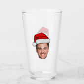 Custom Face Photo Santa Hat Christmas Glas (Voorkant)