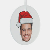 Custom Face Photo Santa Hat Christmas Glas Ornament (Voorkant Rechts)