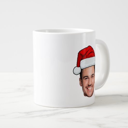 Custom Face Photo Santa Hat Christmas Grote Koffiekop (Voorkant rechts)