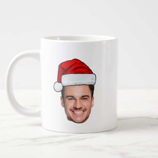 Custom Face Photo Santa Hat Christmas Grote Koffiekop (Links)