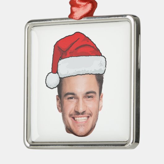 Custom Face Photo Santa Hat Christmas Metalen Ornament (Links)