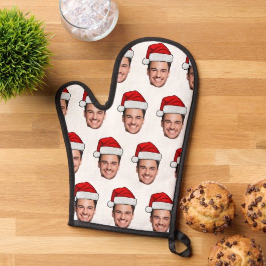 Custom Face Photo Santa Hat Christmas Ovenwant (Top down)