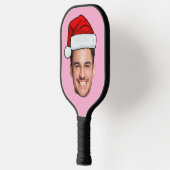 Custom Face Photo Santa Hat Christmas Pink Pickleball Paddle (Links)
