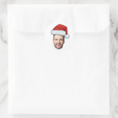Custom Face Photo Santa Hat Christmas Ronde Sticker (Tas)