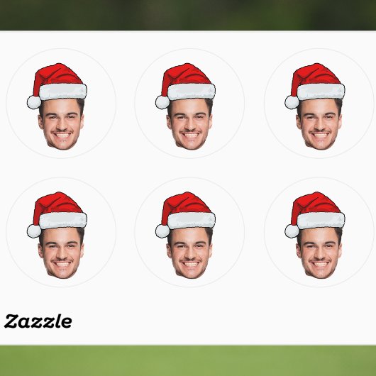 Custom Face Photo Santa Hat Christmas Ronde Sticker