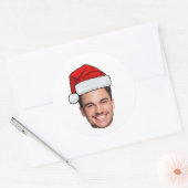 Custom Face Photo Santa Hat Christmas Ronde Sticker (Envelop)