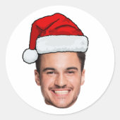 Custom Face Photo Santa Hat Christmas Sheet of 20 Ronde Sticker (Voorkant)