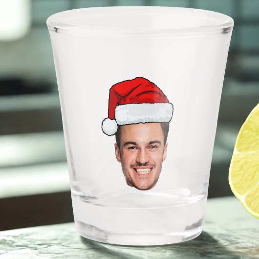 Custom Face Photo Santa Hat Christmas Shot Glas