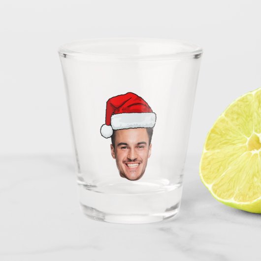 Custom Face Photo Santa Hat Christmas Shot Glas (Voorkant)