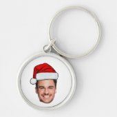 Custom Face Photo Santa Hat Christmas Sleutelhanger (Voorkant)