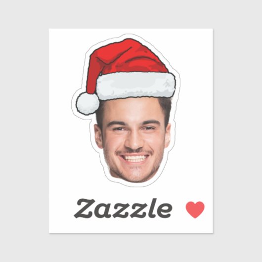 Custom Face Photo Santa Hat Christmas Sticker (Vel)