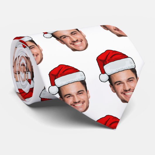 Custom Face Photo Santa Hat Christmas Stropdas (Opgerold)