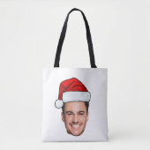 Custom Face Photo Santa Hat Christmas Tote Bag (Voorkant)