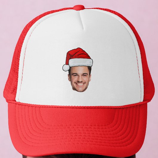 Custom Face Photo Santa Hat Christmas Trucker Pet