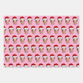 Custom Face Photo Santa Hat Unique Gift Pink Inpakpapier Vel (Voorkant)
