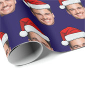 Custom Face Photo with Santa Hat | Unique Gift  Cadeaupapier (Rol Hoek)