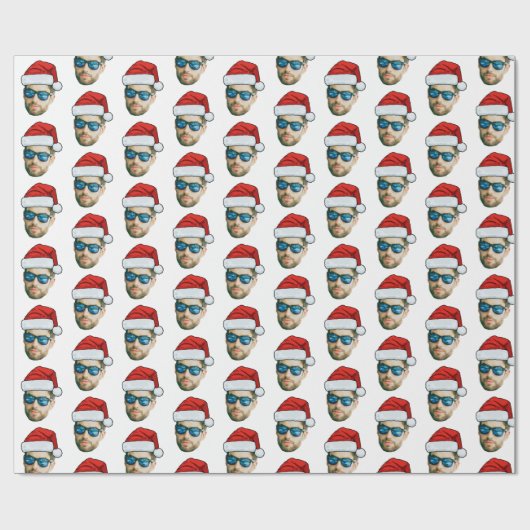 Custom Face Santa Hat Cadeaupapier (Vlak)