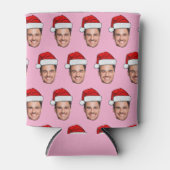 Custom Face Santa Hat Christmas Pink Blikjeskoeler (Voorkant)