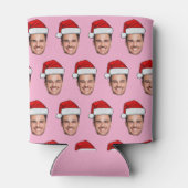 Custom Face Santa Hat Christmas Pink Blikjeskoeler (Achterkant)