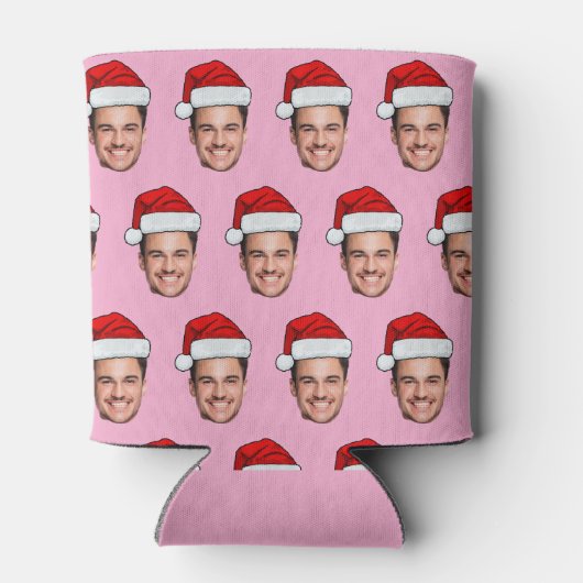 Custom Face Santa Hat Christmas Pink Blikjeskoeler (Achterkant)