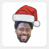 Custom Face Santa Hat Photo Christmas Men Vierkante Sticker (Voorkant)