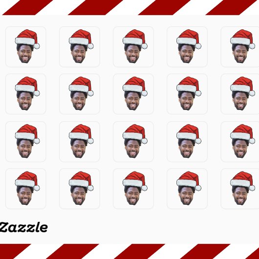 Custom Face Santa Hat Photo Christmas Men Vierkante Sticker