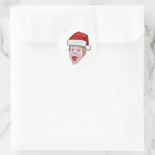 Custom Face Santa Hat Stickers, Photo Christmas Ronde Sticker (Tas)