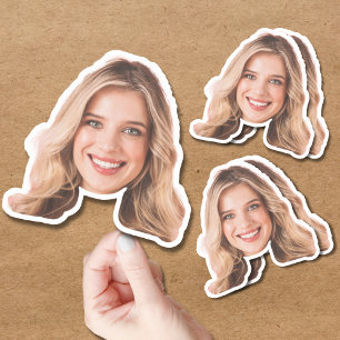 Custom Face Sticker   Gezicht en foto vrouw label