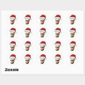 Custom Face Stickers, Photo Santa Hat Christmas Ronde Sticker (Vel)