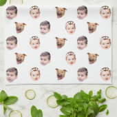 Custom Face, Unique Family Gift 3 Photos Face Theedoek (Gevouwen)