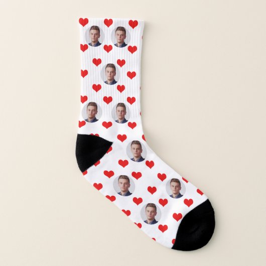Custom Faces Valentijnsdag Red Hearts Sokken (Links binnenkant)