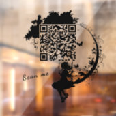 Custom Fairy Tale Magic Tree Silhouette QR Code Raamsticker (Vel 2)