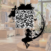 Custom Fairy Tale Magic Tree Silhouette QR Code Raamsticker