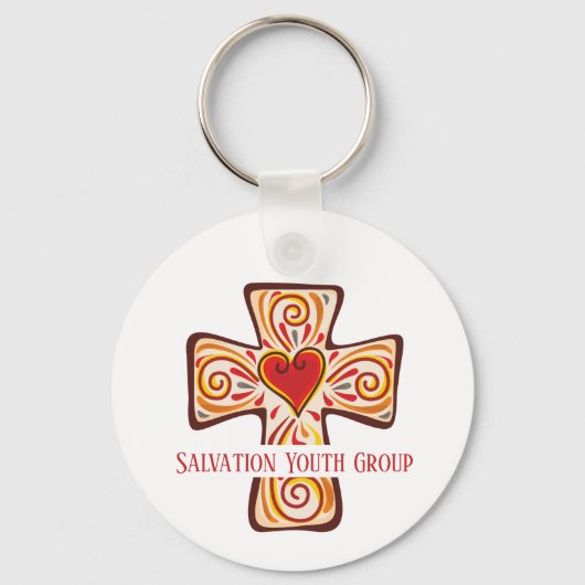 Custom Faith Cross Sleutelhanger met hart (Voorkant)