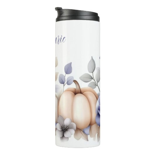 custom fall design with flowers and pumpkins thermosbeker (Geroteerd rechts)