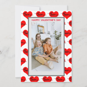 Custom Familie Foto Liefde Hart Valentijnsdag Kaar Feestdagenkaart