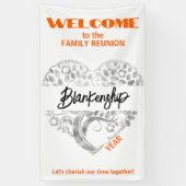 Custom Familie Reünie Hart Kunst Boom Wit Sinaasap Spandoek (Verticaal)