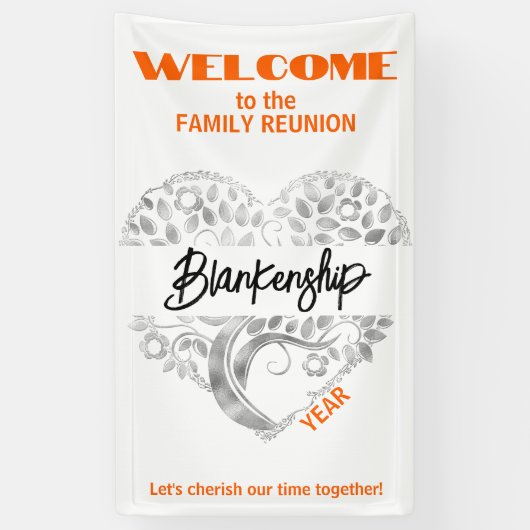 Custom Familie Reünie Hart Kunst Boom Wit Sinaasap Spandoek (Verticaal)