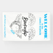 Custom Familie Reünie Hart Kunst Boom Wit Zilver Spandoek (Horizontaal)