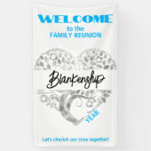 Custom Familie Reünie Hart Kunst Boom Wit Zilver Spandoek (Verticaal)