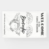 Custom Familie Reünie Hart Kunst Boom Wit Zilver Spandoek (Horizontaal)