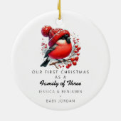 Custom familie van drie kerst keramisch ornament (Achterkant)